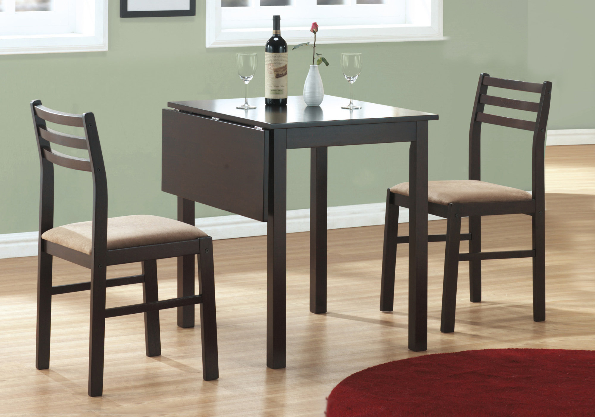 DINING SET - 3PCS SET / CAPPUCCINO SOLID-TOP DROP LEAF