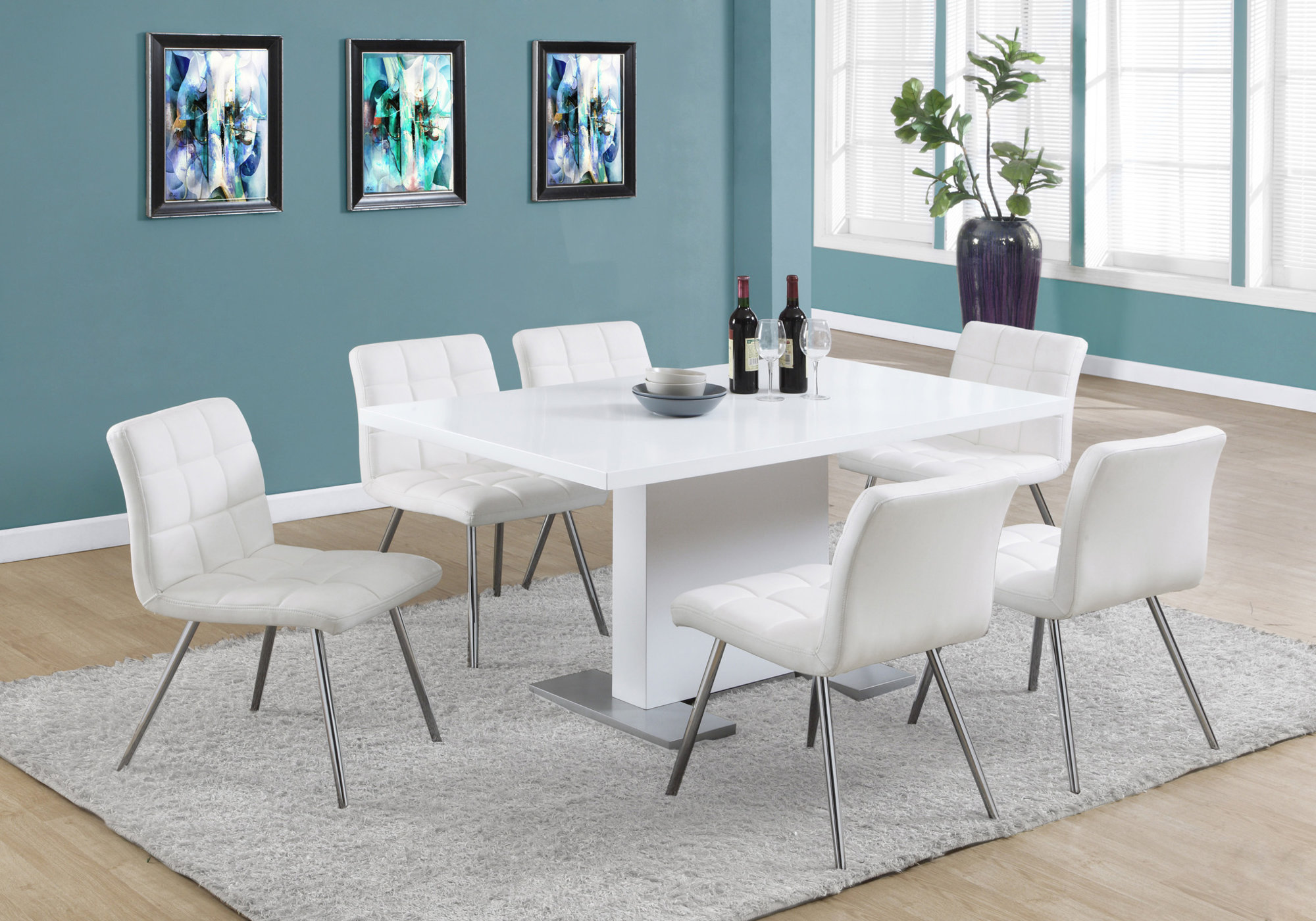 DINING TABLE - 35"X 60" / HIGH GLOSSY WHITE