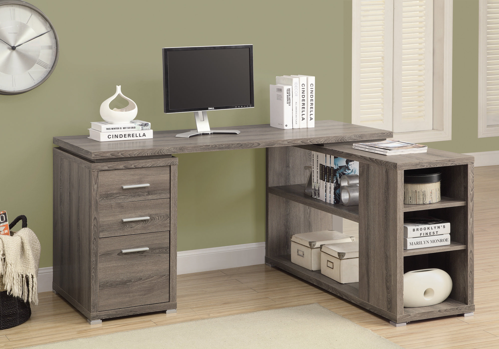 COMPUTER DESK - DARK TAUPE  / LEFT OR RIGHT FACING