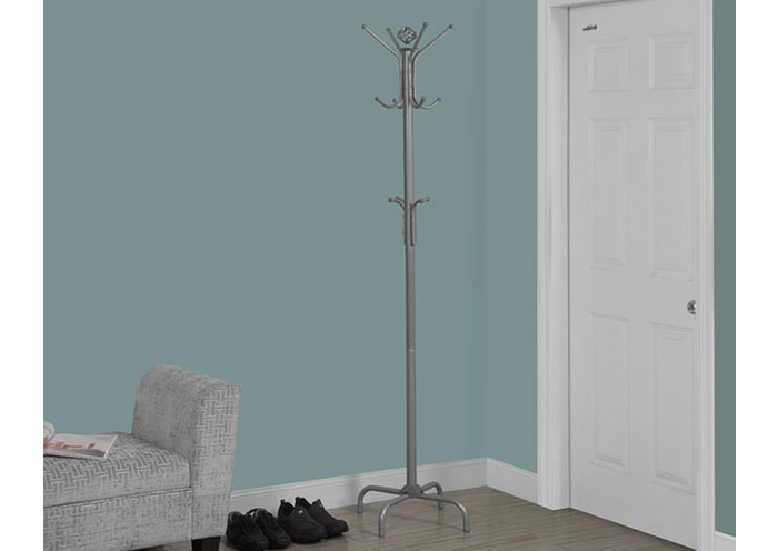 COAT RACK - 70"H / SILVER METAL
