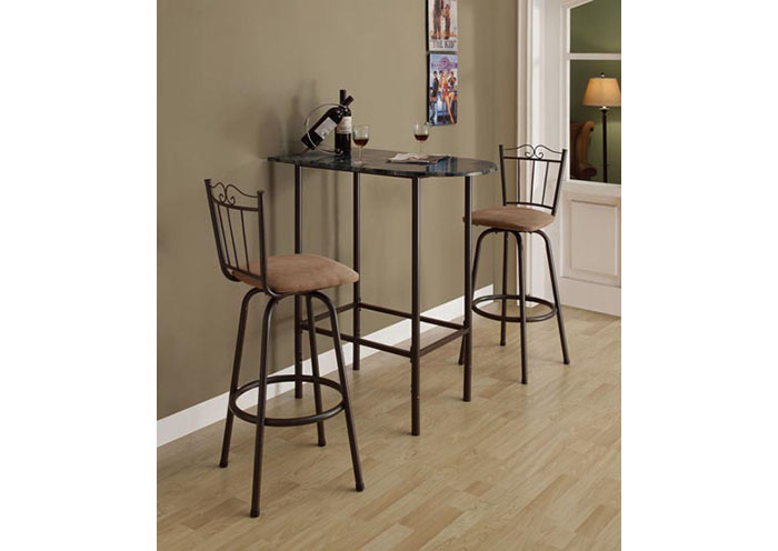 DINING TABLE - 24"X 36" / CAPPUCCINO MARBLE / METAL