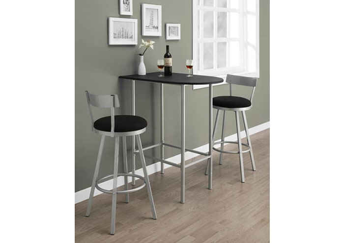 HOME BAR - 24"X 36" / BLACK / SILVER METAL SPACESAVER