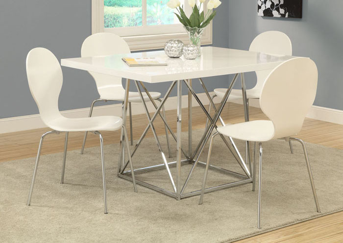 DINING CHAIR - 4PCS / 34"H / WHITE BENTWOOD WITH CHROME
