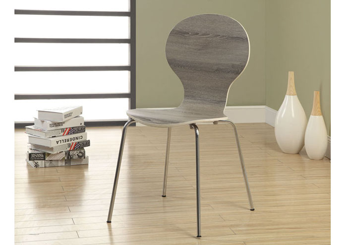 DINING CHAIR - 4PCS / 34"H / DARK TAUPE WITH CHROME METAL