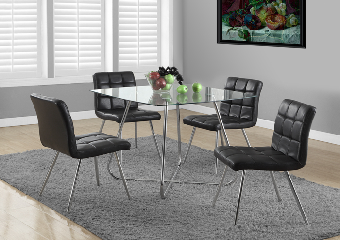 DINING CHAIR - 2PCS / 32"H / BLACK WITH CHROME METAL