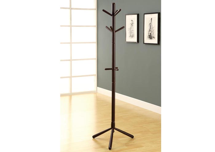 COAT RACK - 69"H / CAPPUCCINO WOOD CONTEMPORARY STYLE