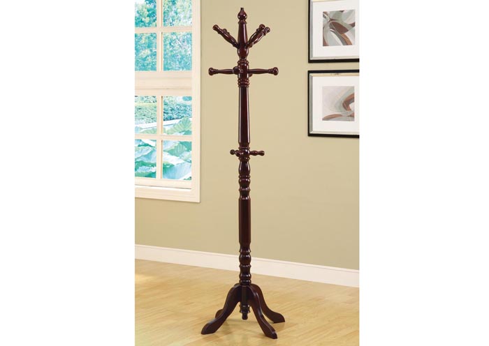 COAT RACK - 73"H / CHERRY WOOD TRADITIONAL STYLE