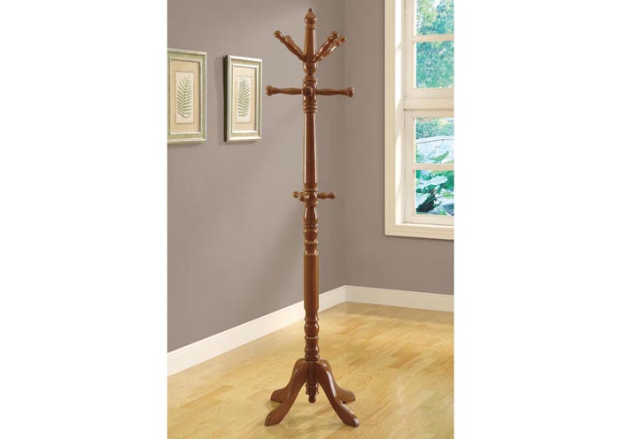 COAT RACK - 73"H / OAK WOOD TRADITIONAL STYLE