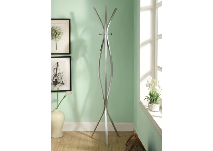 COAT RACK - 72"H / SILVER METAL CONTEMPORARY STYLE