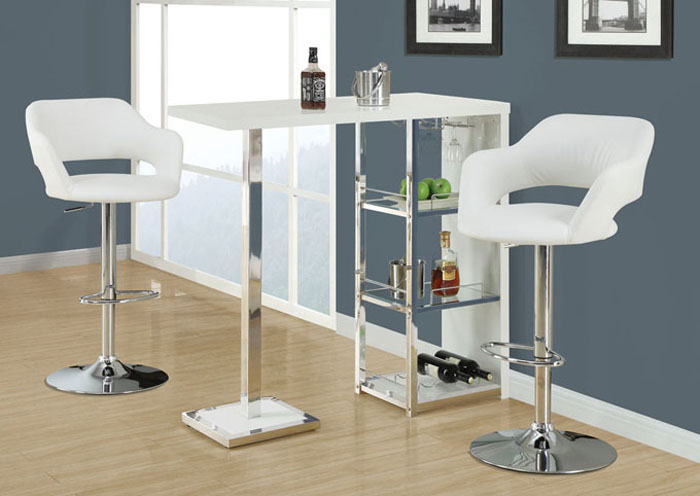 BARSTOOL - WHITE / CHROME METAL HYDRAULIC LIFT