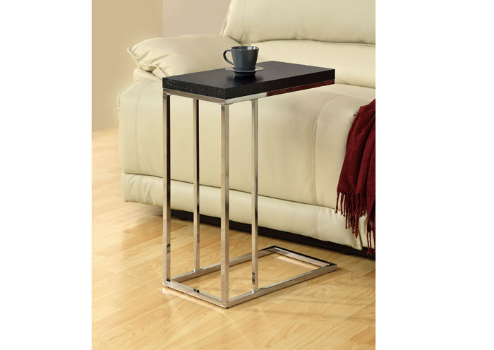 ACCENT TABLE - CAPPUCCINO WITH CHROME METAL