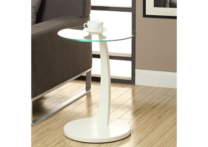 ACCENT TABLE - WHITE BENTWOOD WITH TEMPERED GLASS