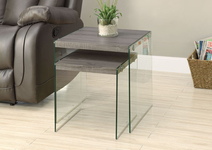 NESTING TABLE - 2PCS SET / DARK TAUPE