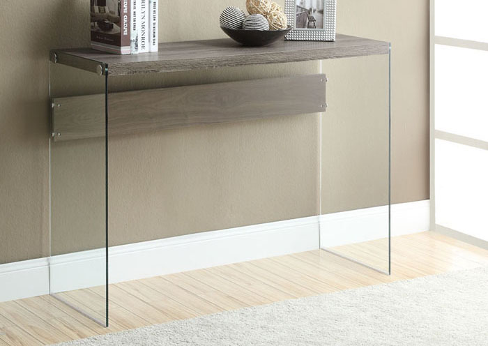 CONSOLE TABLE - DARK TAUPE WITH TEMPERED GLASS