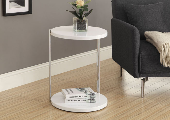 ACCENT TABLE - WHITE / CHROME METAL