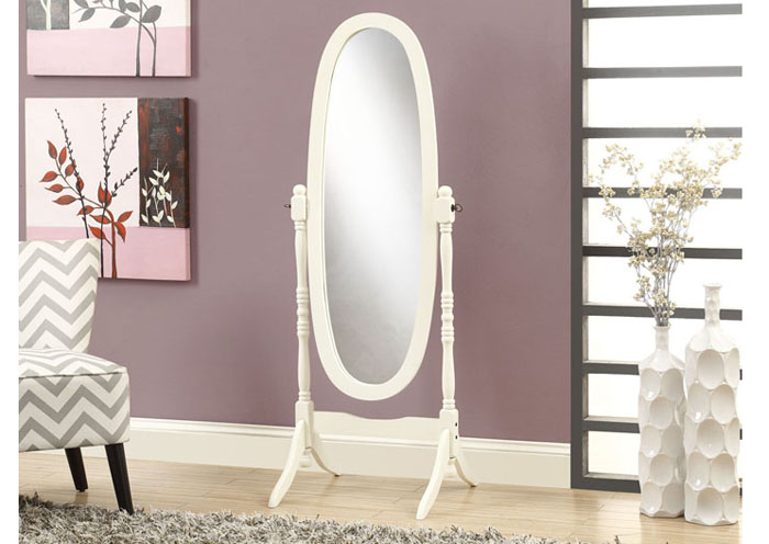 MIRROR - 59"H / ANTIQUE WHITE OVAL WOOD FRAME