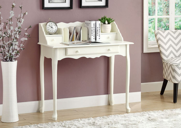 DESK - 36"L / ANTIQUE WHITE TRADITIONAL