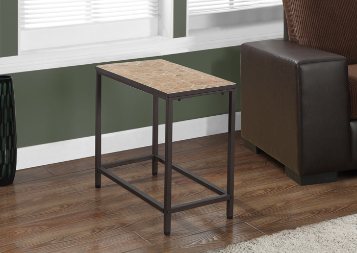 ACCENT TABLE - TERRACOTTA TILE TOP / HAMMERED BROWN