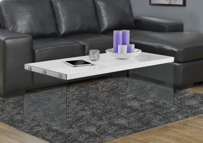 COFFEE TABLE - GLOSSY WHITE WITH TEMPERED GLASS