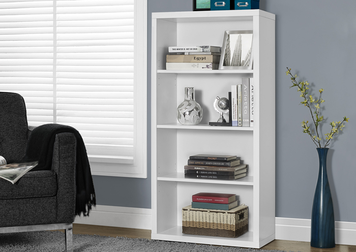 BOOKCASE - 48"H / WHITE WITH ADJUSTABLE SHELVES