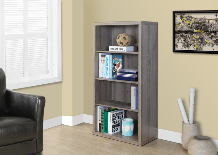 BOOKCASE - 48"H / DARK TAUPE WITH ADJUSTABLE SHELVES