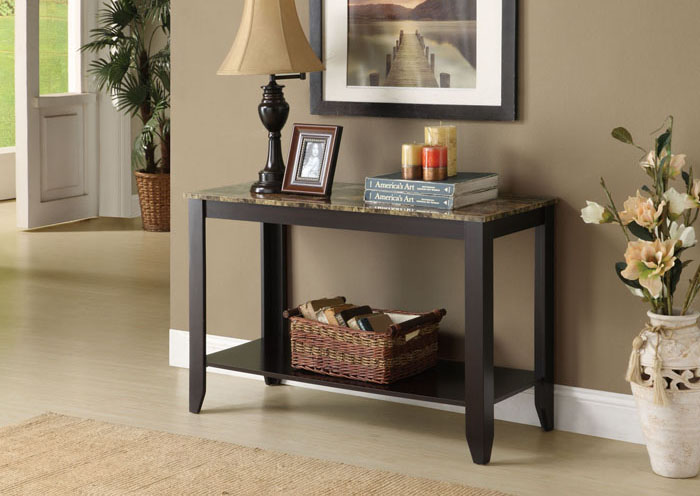 CONSOLE TABLE - CAPPUCCINO / MARBLE-LOOK TOP