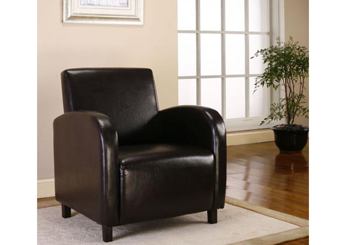 Accent Chair Dark Brown Leather Look, Club Chair Leather Look