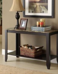 CONSOLE TABLE - CAPPUCCINO / MARBLE-LOOK TOP