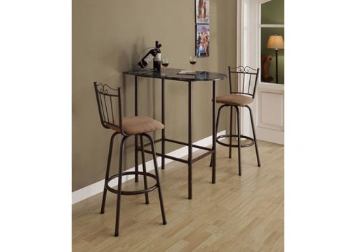 DINING TABLE - 24"X 36"  / CAPPUCCINO MARBLE / METAL