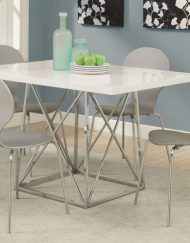 DINING TABLE - 36"X 48" / WHITE GLOSSY / CHROME METAL