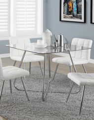 DINING CHAIR - 2PCS / 32"H / WHITE LEATHER-LOOK / CHROME