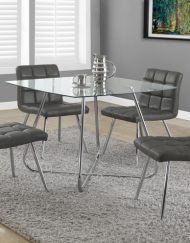 DINING CHAIR - 2PCS / 32"H / GREY LEATHER-LOOK / CHROME