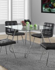 DINING CHAIR - 2PCS / 32"H / BLACK WITH CHROME METAL