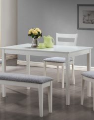 DINING SET - 5PCS SET / WHITE BENCH AND 3 SIDE CHAIRS