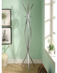 COAT RACK - 72"H / SILVER METAL CONTEMPORARY STYLE