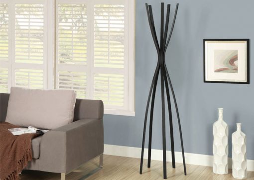 COAT RACK - 72"H / SATIN BLACK METAL CONTEMPORARY STYLE