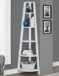 BOOKCASE - 72"H / WHITE CORNER ACCENT ETAGERE