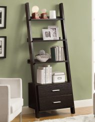 BOOKCASE - 69"H / CAPPUCCINO LADDER W/ 2 STORAGE DRAWERS