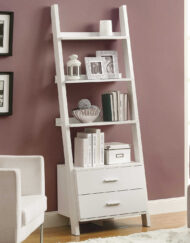 BOOKCASE - 69"H / WHITE LADDER WITH 2 STORAGE DRAWERS