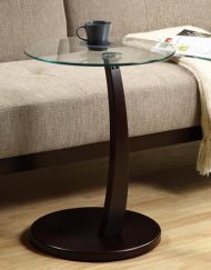 ACCENT TABLE - CAPPUCCINO BENTWOOD WITH TEMPERED GLASS