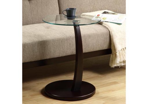 ACCENT TABLE - CAPPUCCINO BENTWOOD WITH TEMPERED GLASS