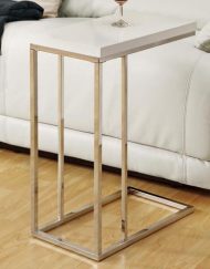 ACCENT TABLE - GLOSSY WHITE WITH CHROME METAL