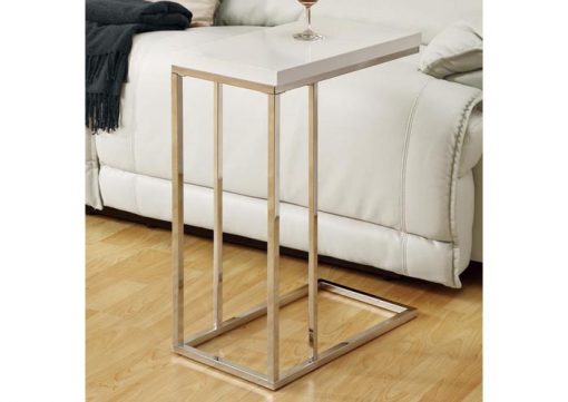 ACCENT TABLE - GLOSSY WHITE WITH CHROME METAL