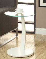 ACCENT TABLE - WHITE BENTWOOD WITH TEMPERED GLASS