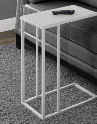 ACCENT TABLE - WHITE METAL WITH FROSTED TEMPERED GLASS