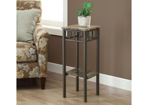 ACCENT TABLE - CAPPUCCINO MARBLE / BRONZE METAL
