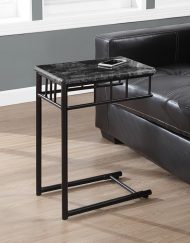 ACCENT TABLE - GREY MARBLE / CHARCOAL METAL