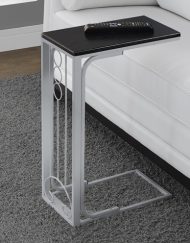ACCENT TABLE - BLACK TOP / SILVER METAL