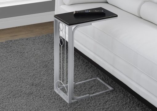 ACCENT TABLE - BLACK TOP / SILVER METAL