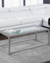 COFFEE TABLE - GREY / BLUE TILE TOP / HAMMERED SILVER